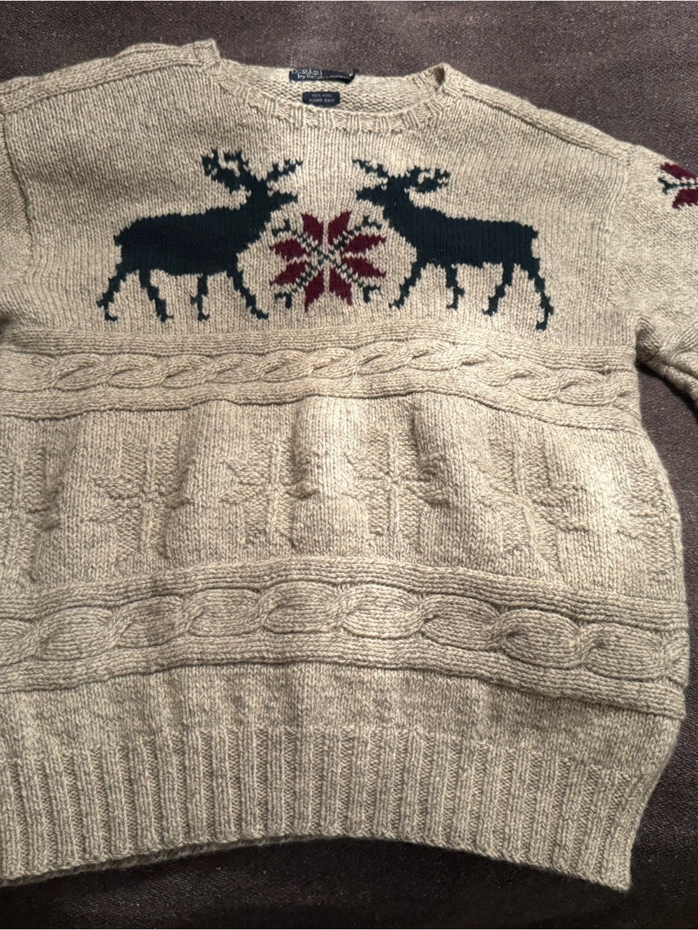 Vintage Ralph Lauren Wool Reindeer Hand-Knit Sweater